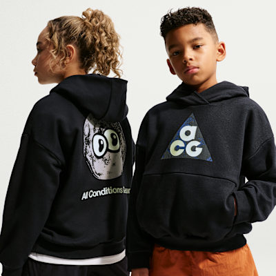 NIKE ACG 肉厚パーカー ロゴ刺繍 ブラック プルオーバーS NIKE ACG HOODIE センターロゴ 刺繍ロゴ パーカー ナイキacg 新品